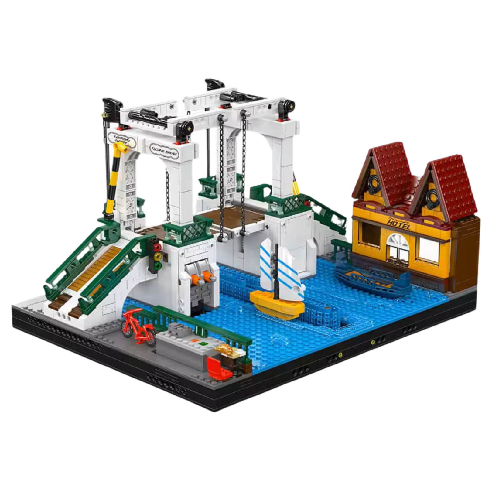 Motorised Nordic Town Drawbridge | 2066pcs
