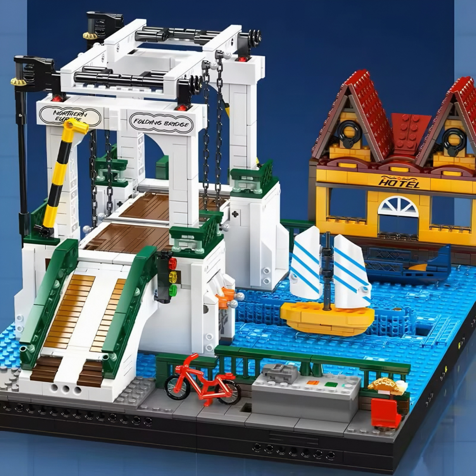Motorised Nordic Town Drawbridge | 2066pcs
