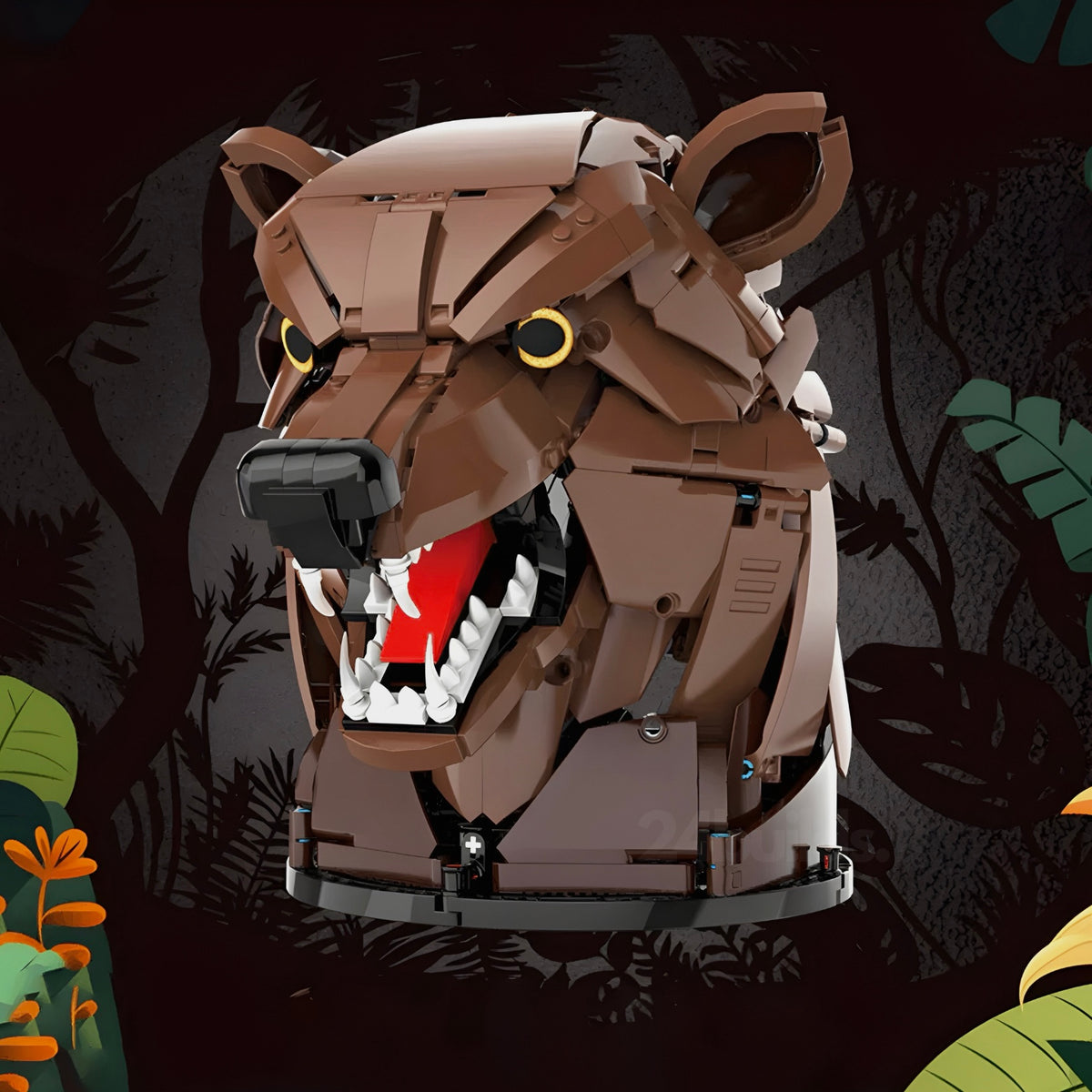 A bear head that hangs on the wall