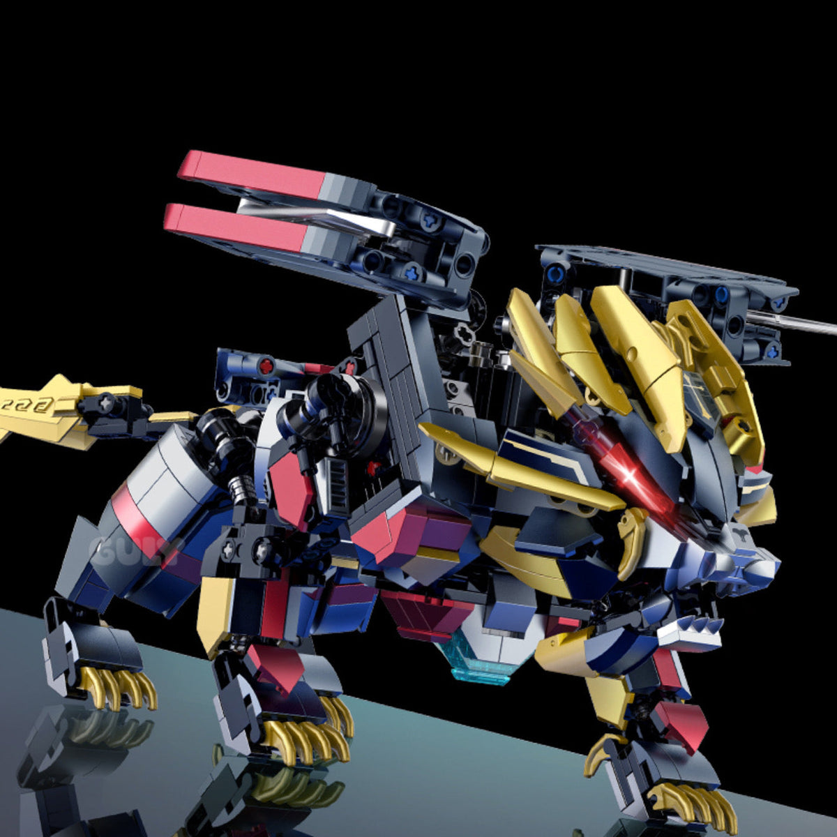 Ironclad Rex Lion Mech brick model, lion close-up